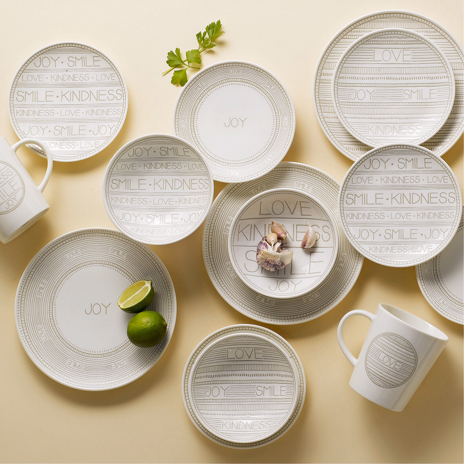 ED Taupe Accents Bowls, Mixed Set of 4