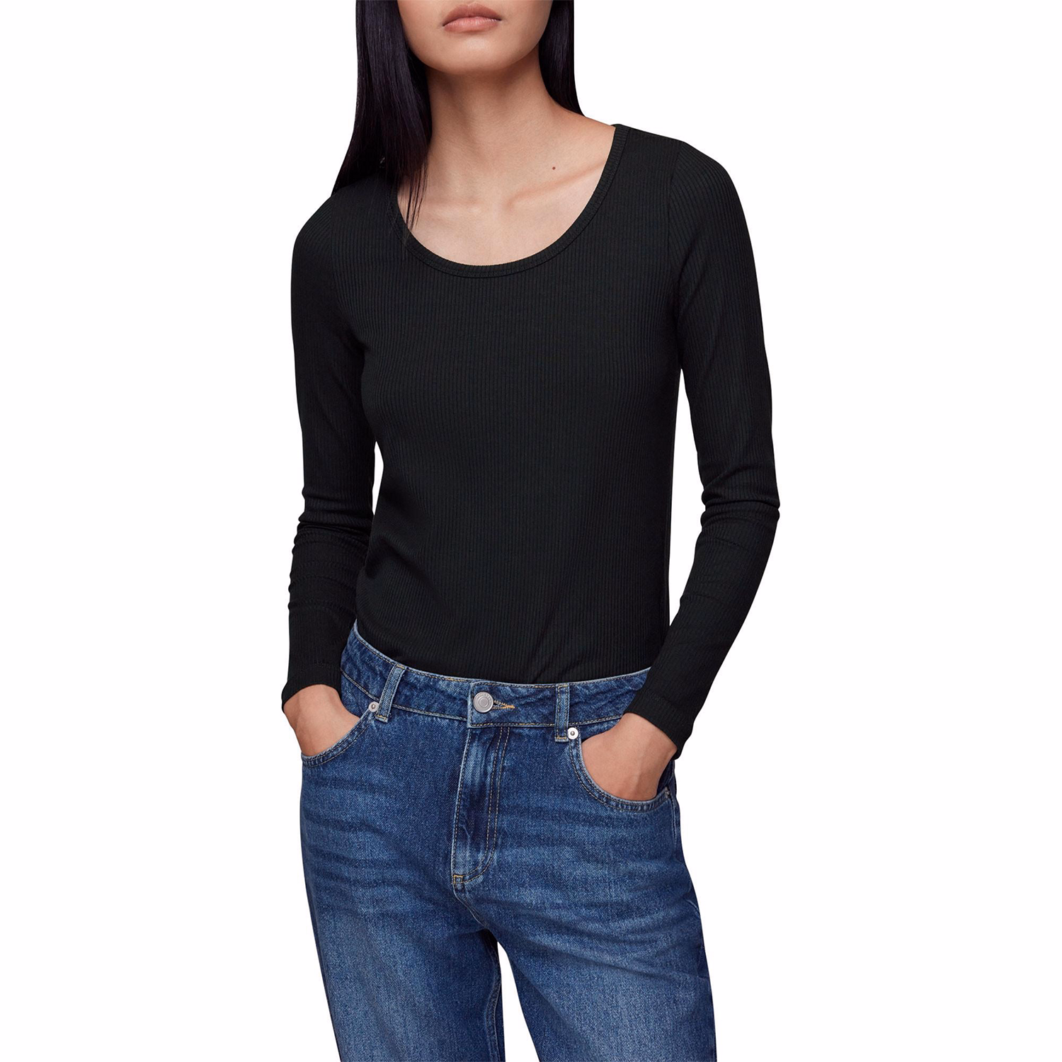 Ribbed Scoop Neck Top