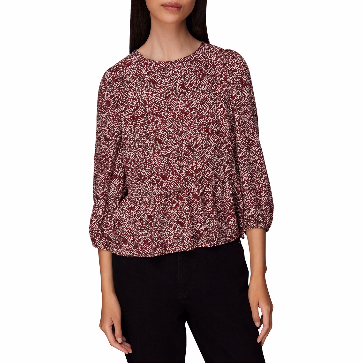 Rough Weave Cut-Out Peplum Top