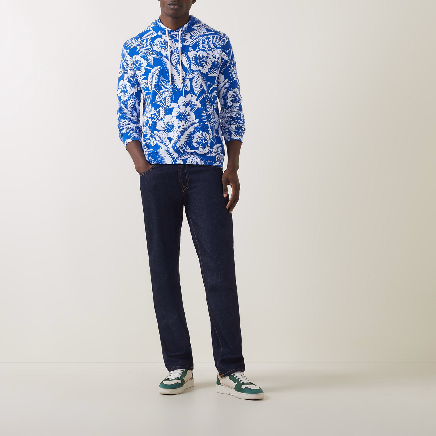 Tropical Floral Spa Terry Drawstring Hoodie