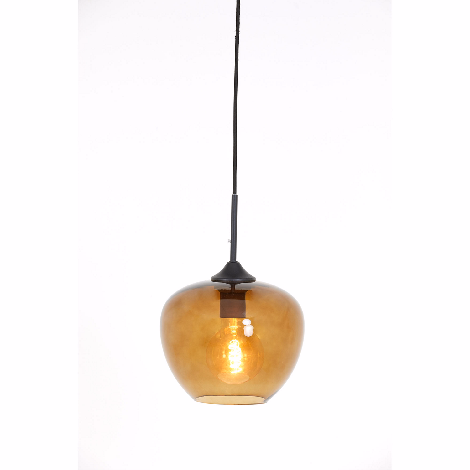 Mayson Hanging Lamp Black and Brown Glass