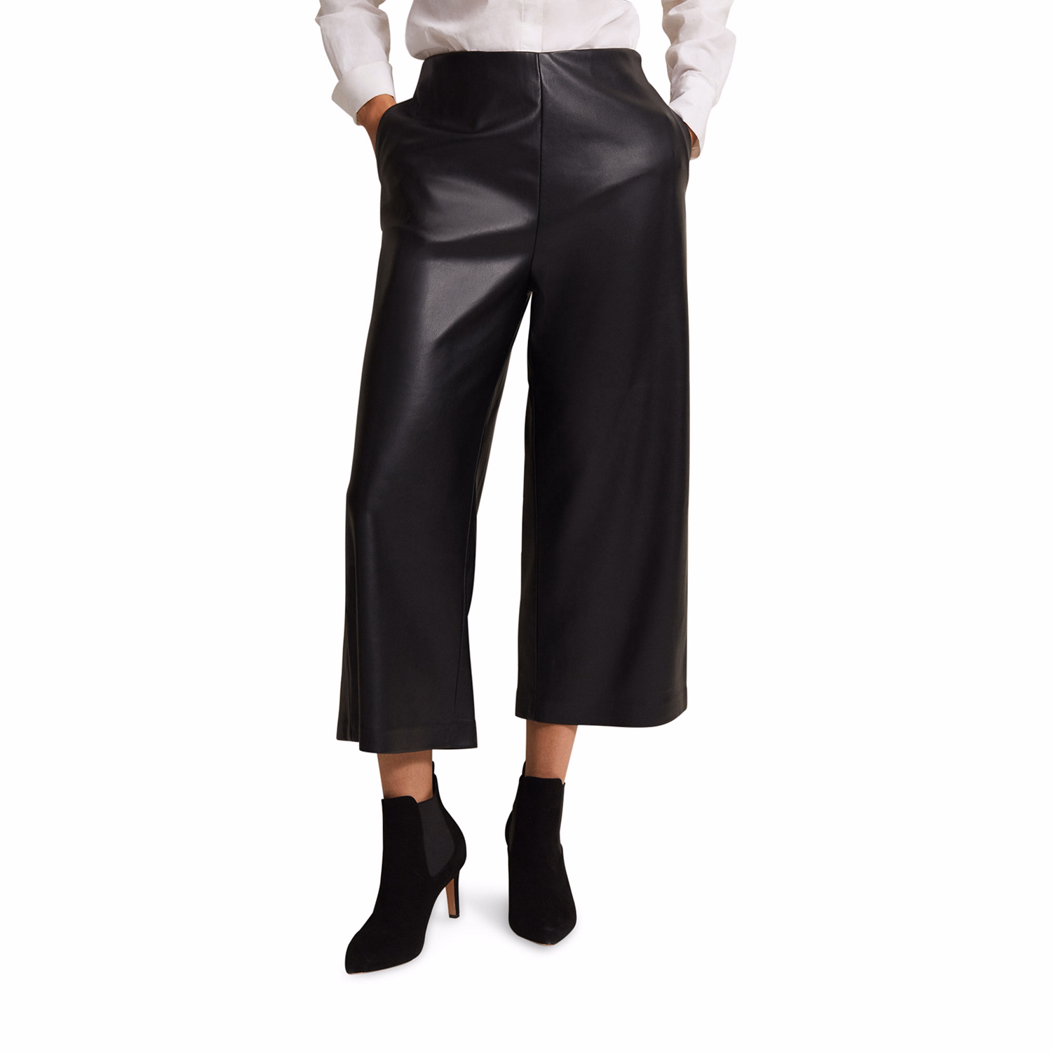 Emeline Cropped Faux Leather Trousers