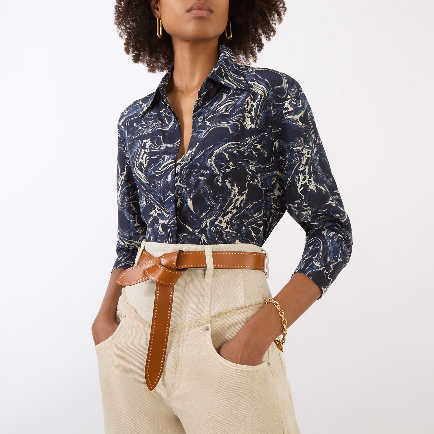 Lecce Knotted Stud Embellished Leather Belt