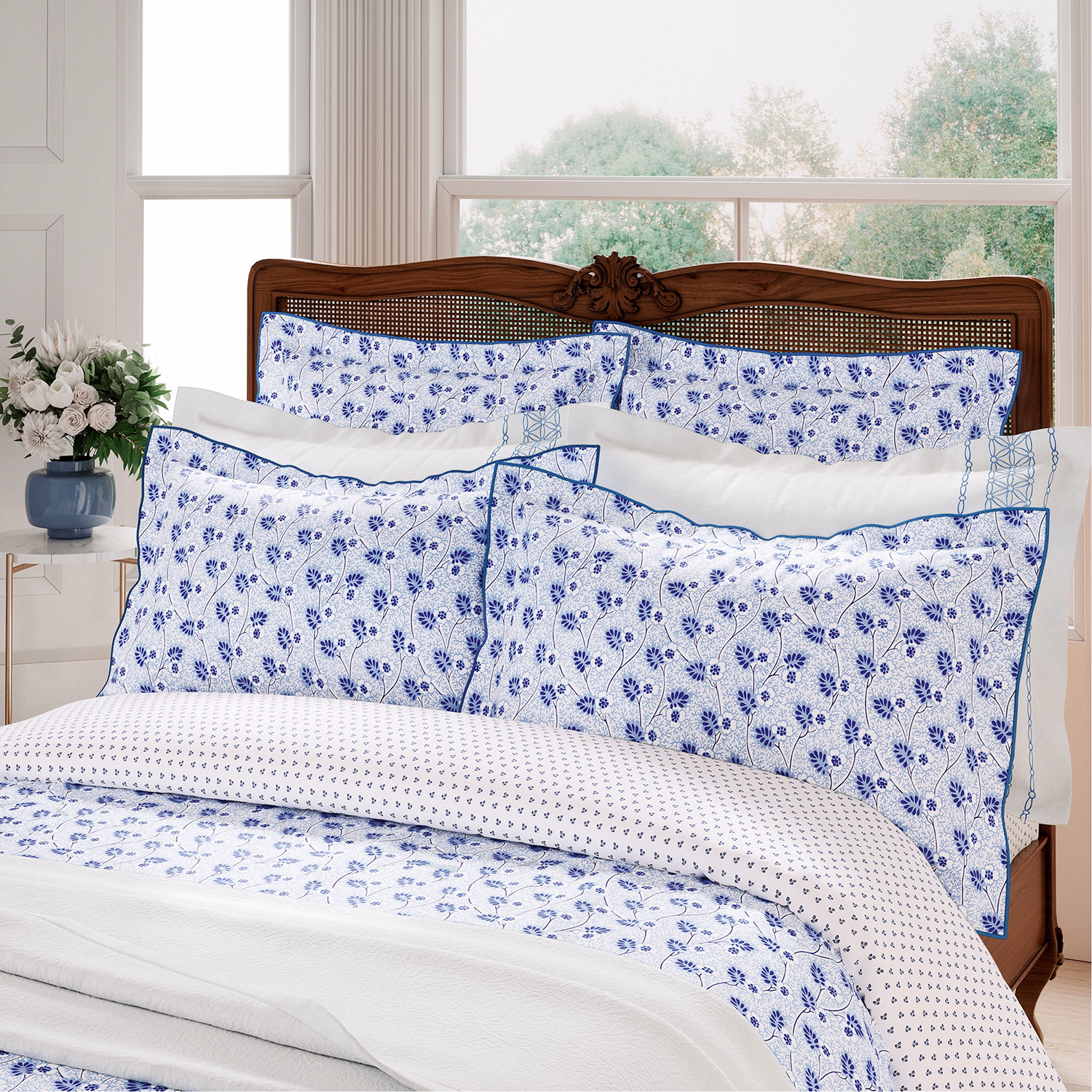 Swanwick Oxford Pillowcase Indigo Blue & White