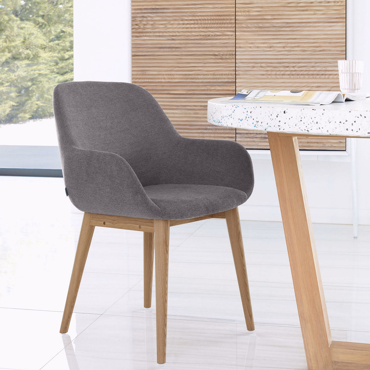 Konna Chair Dark Grey with Solid Ash Wood Legs