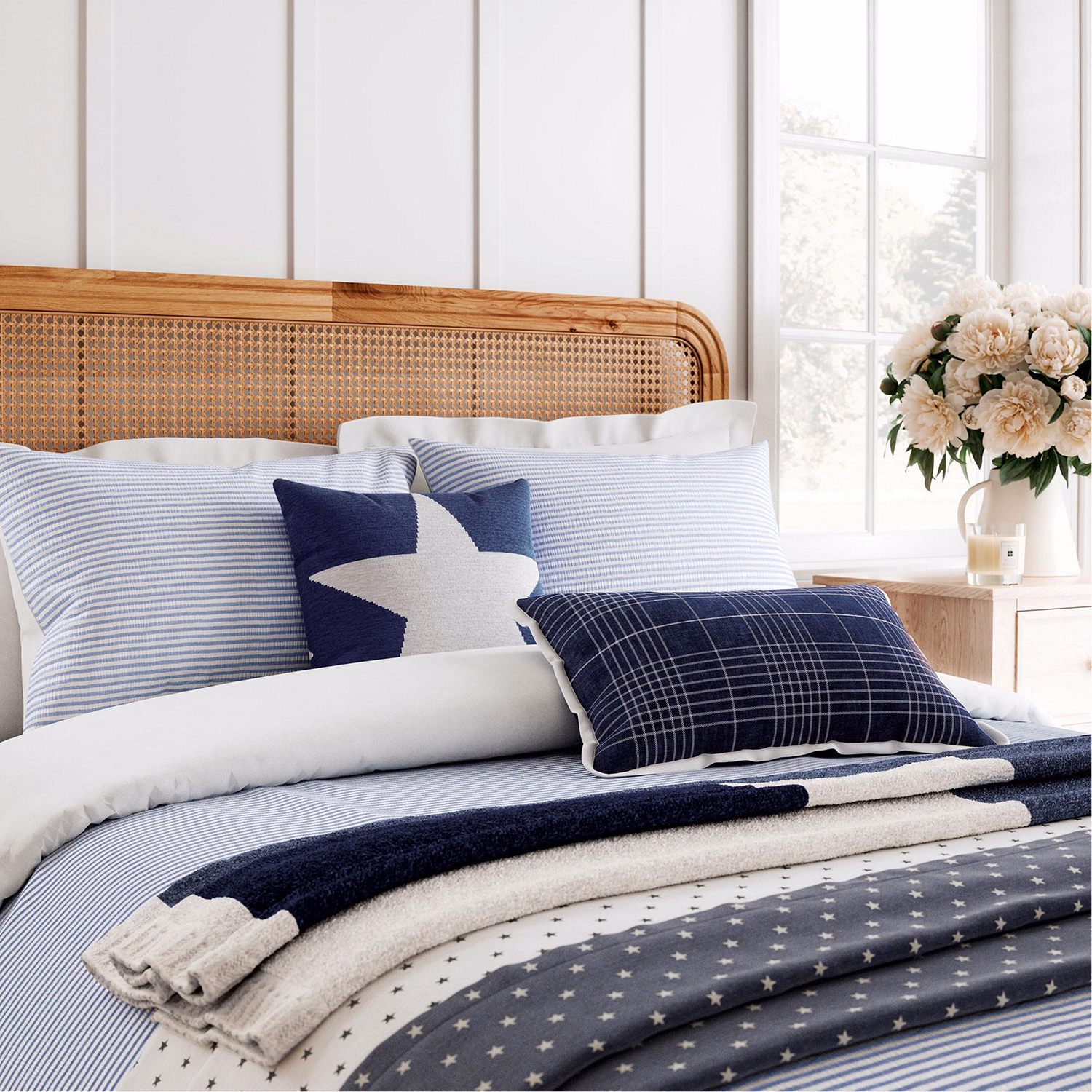 Ticking Stripe Duvet Set Blue
