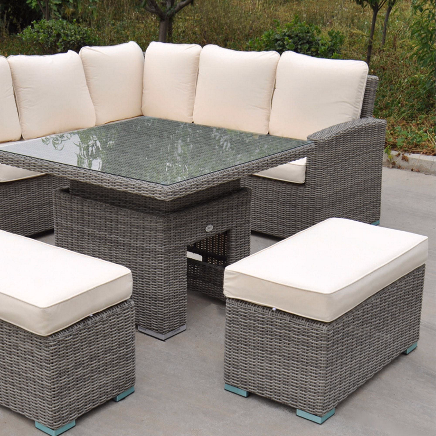 RW Corner Sofa Set with Square Table Dark Grey