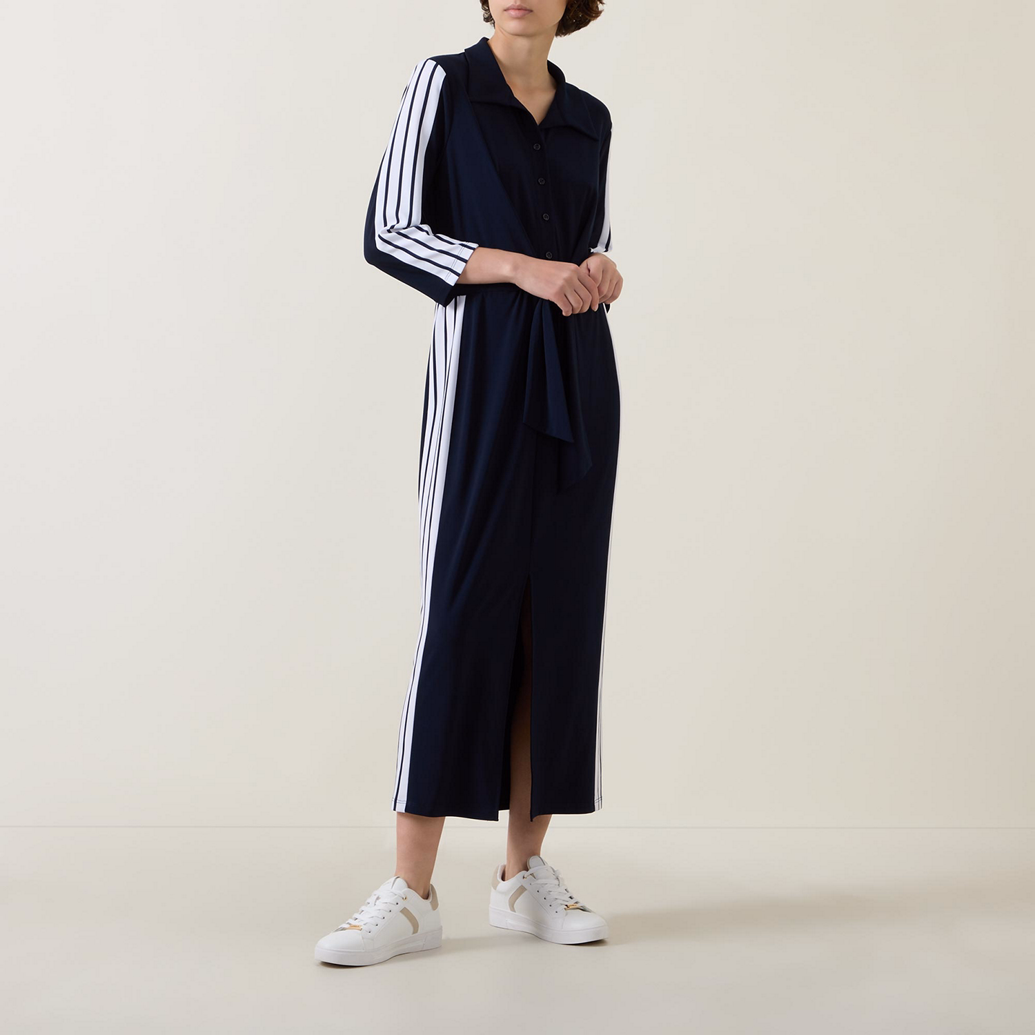 Side Stripe Belted Dress