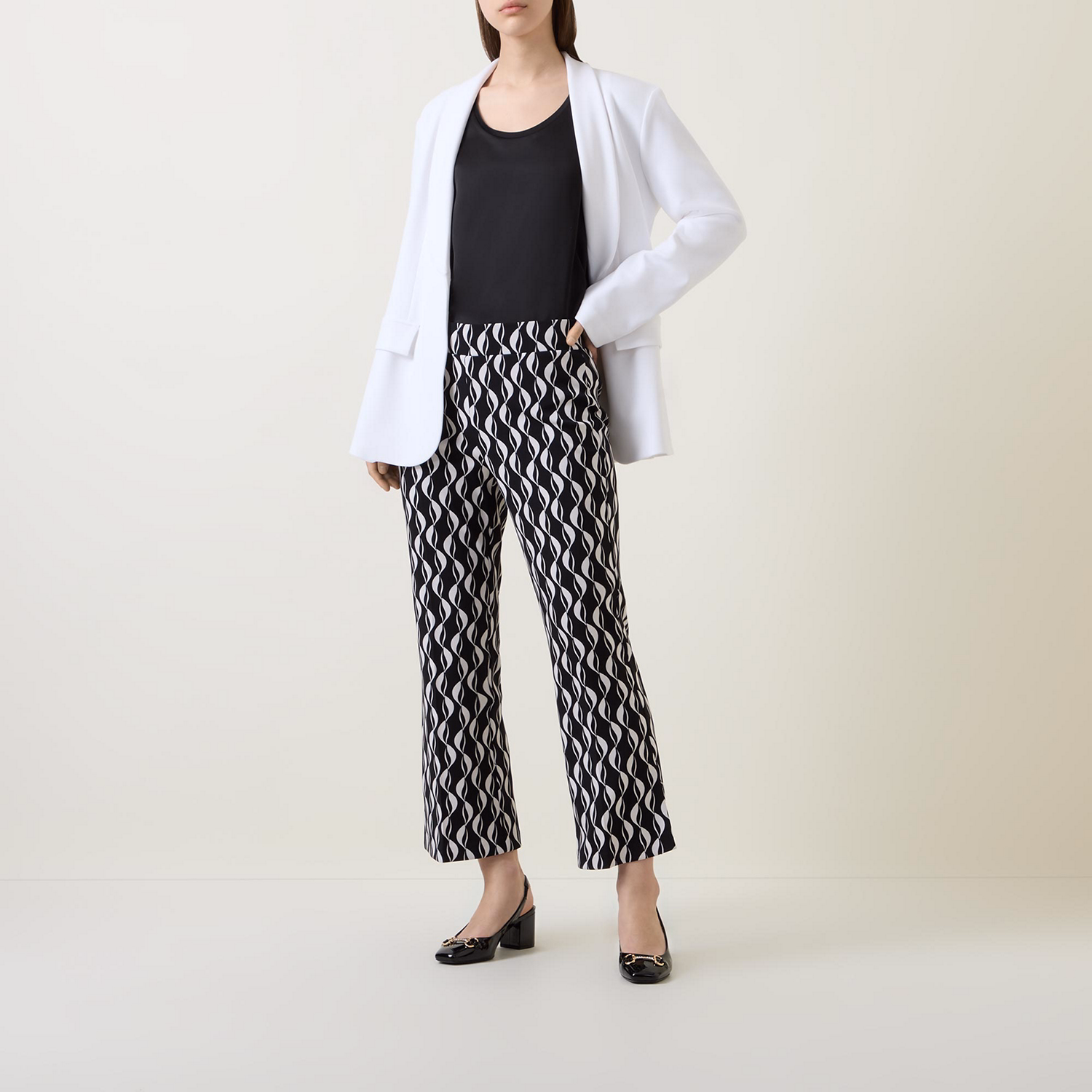 Geometric-Print Cropped Trousers