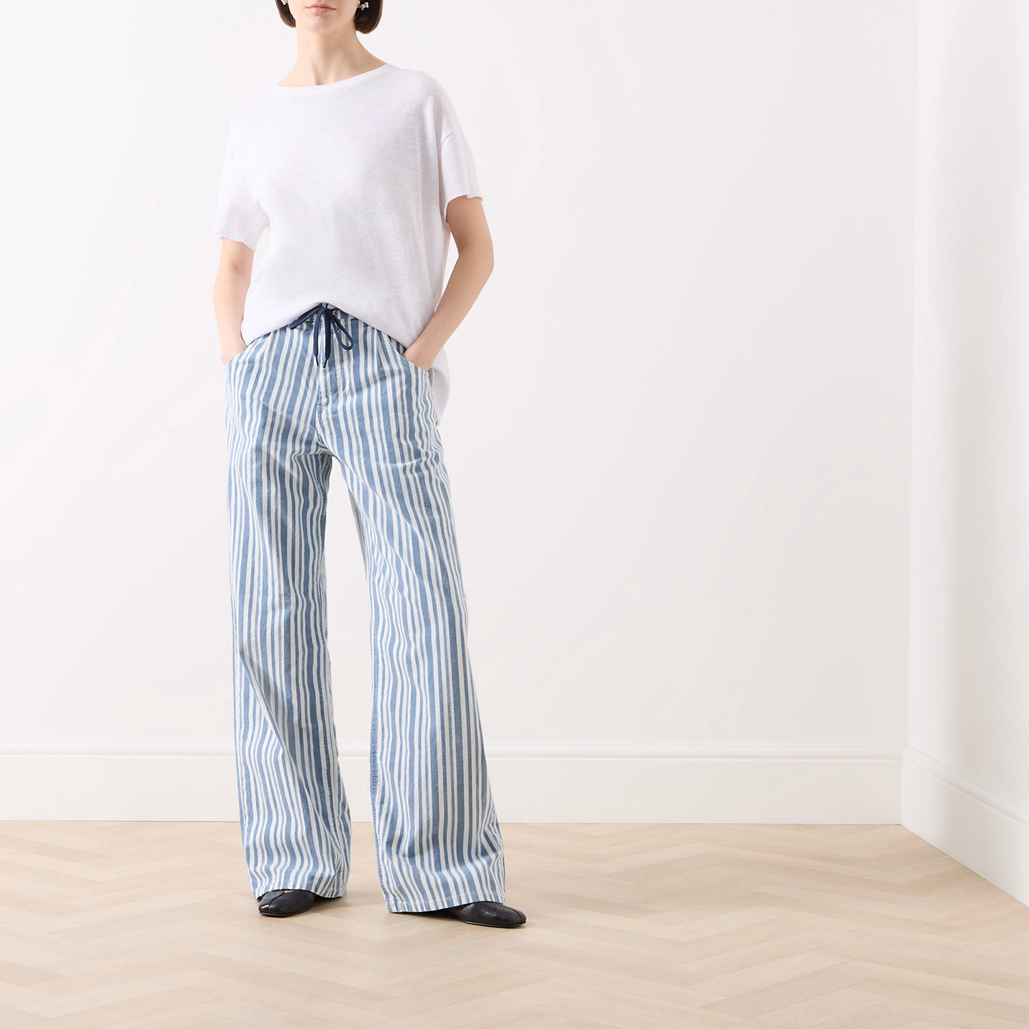 Nanny Striped Wide-Leg Trousers