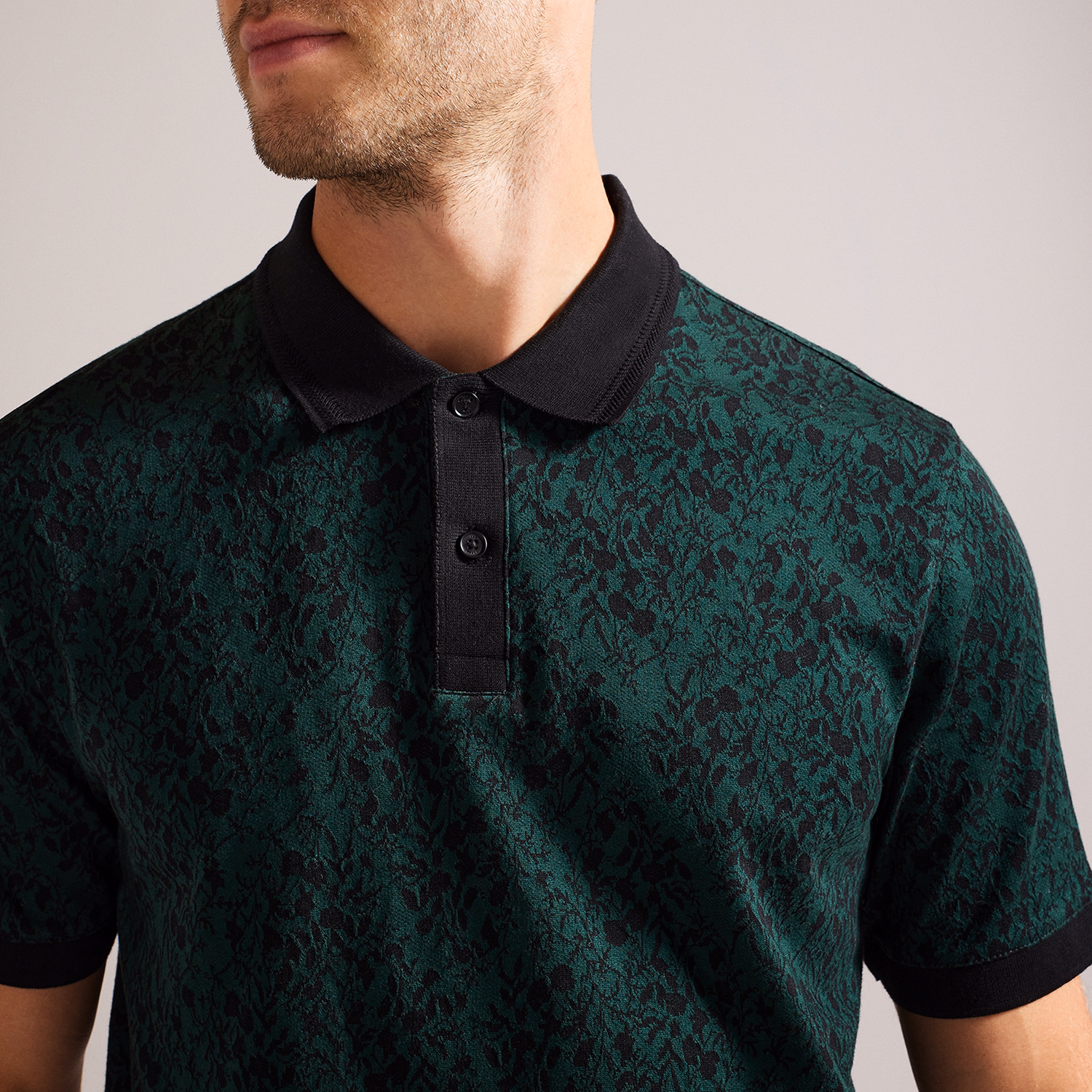 Ealis Jacquard Leaf Polo Shirt