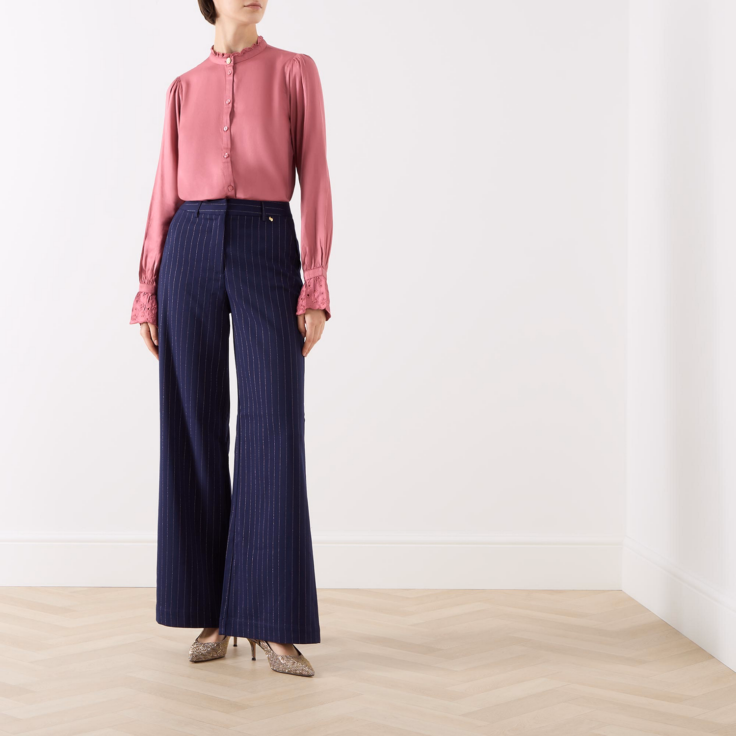 Remi Pinstripe Flared Trousers