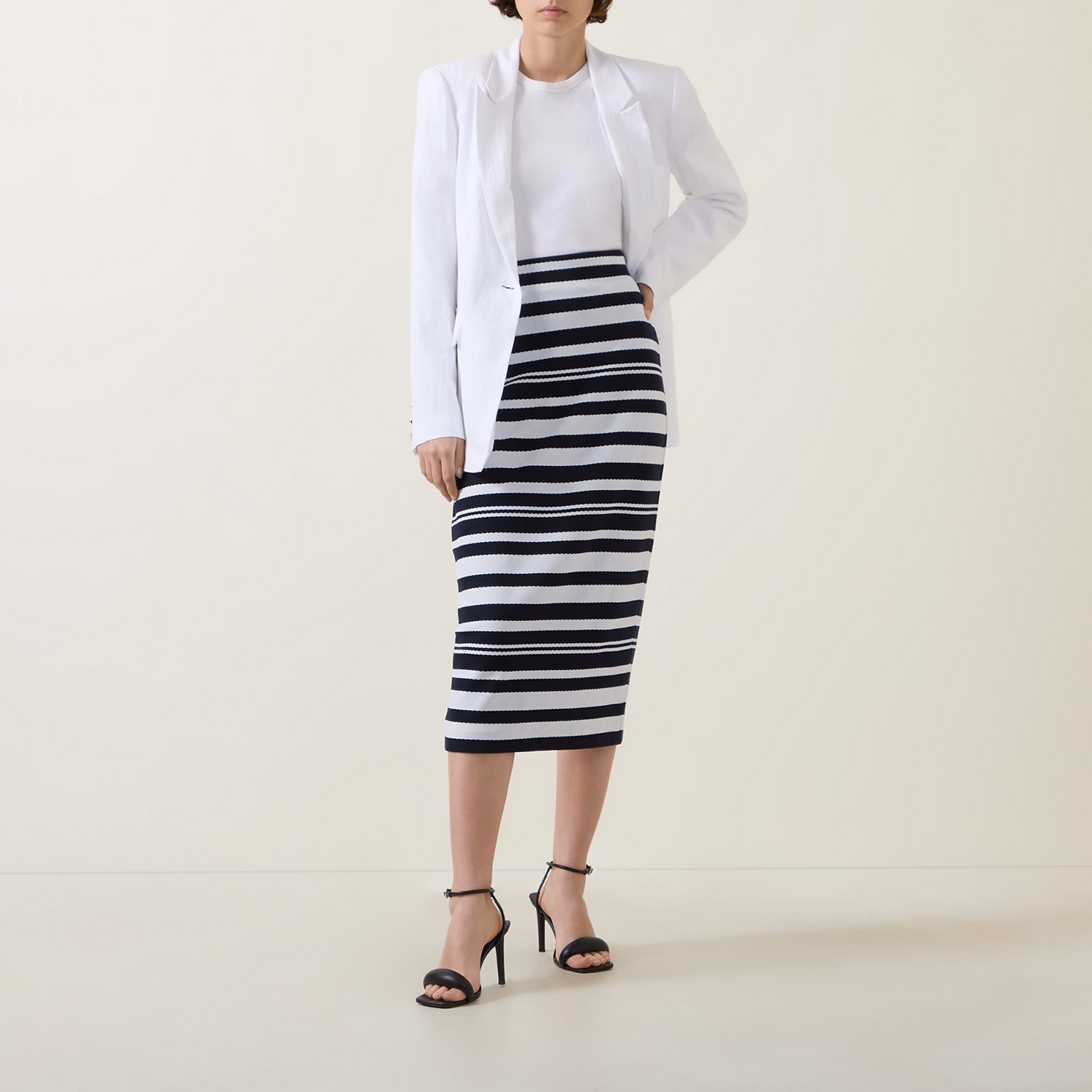 High-Rise Striped Pencil Skirt