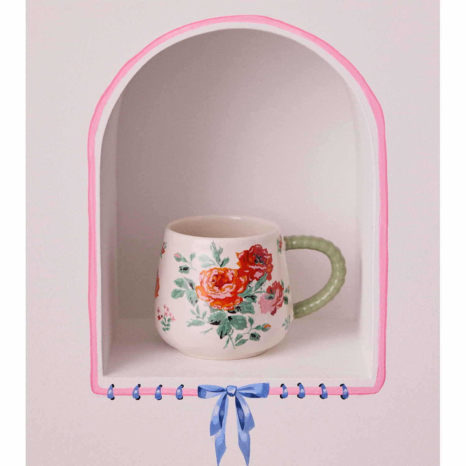 Archive Rose Red Twisted Handle Mug