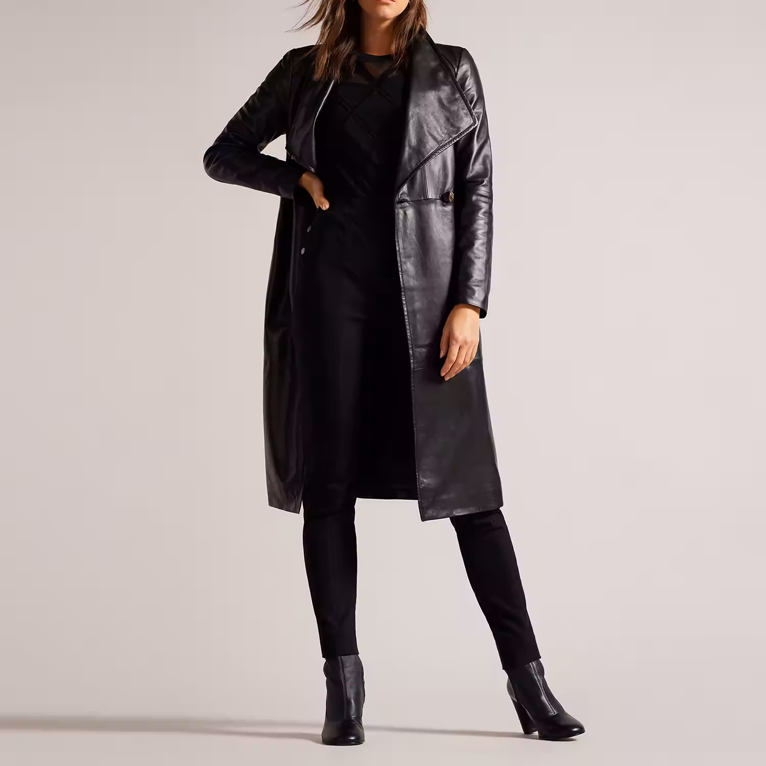 Rossii Leather Wrap Coat