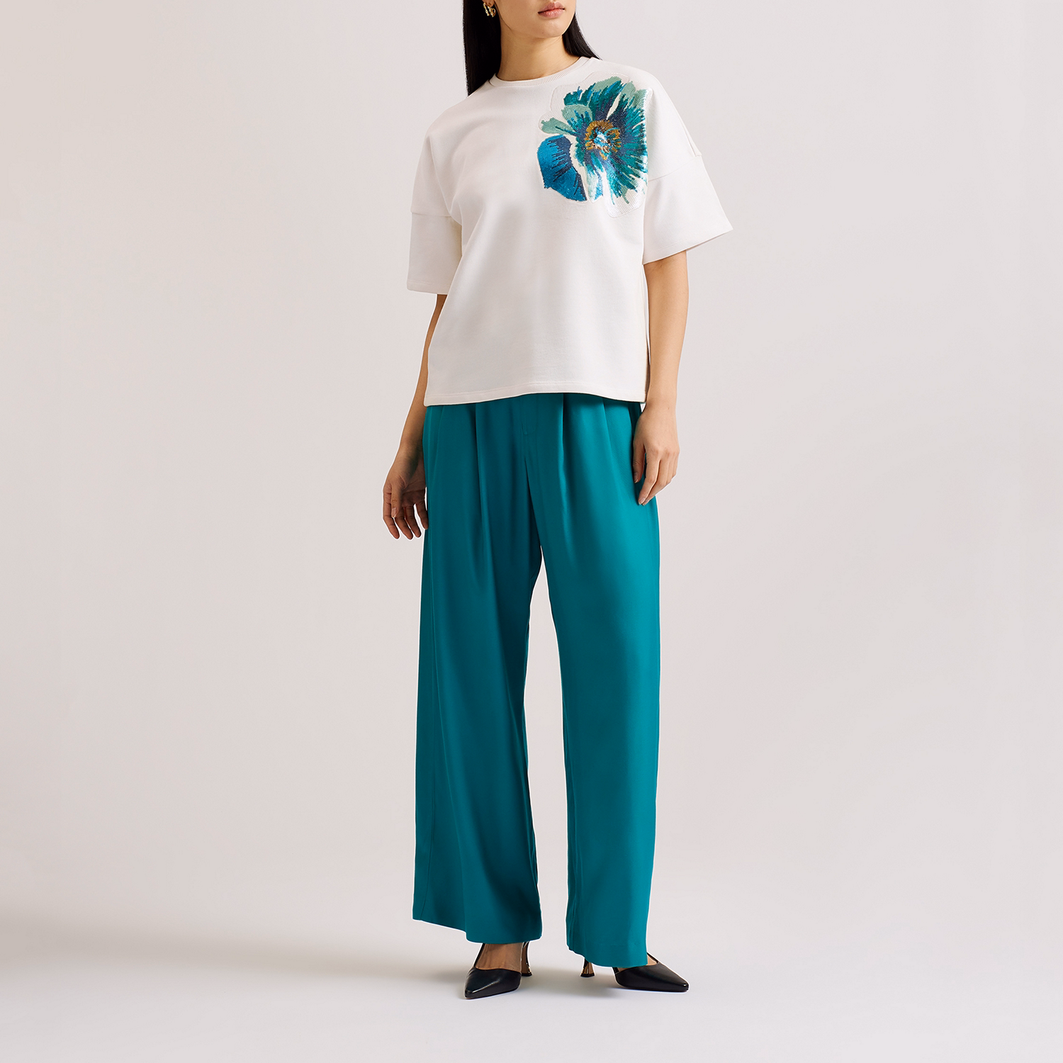 Caraae Sequin Boxy Fit T-Shirt