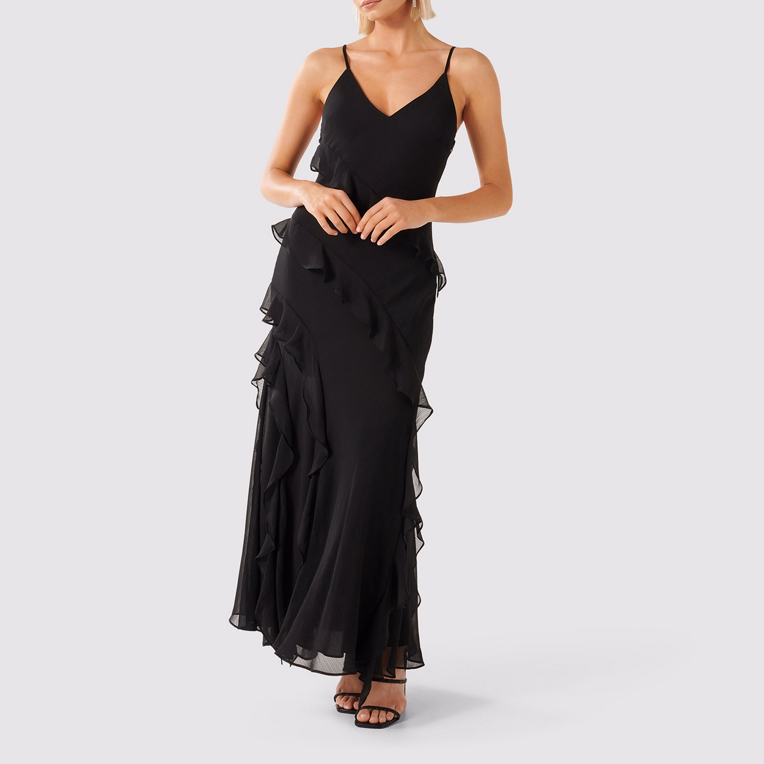 Poppy Asymmetric Ruffle Gown
