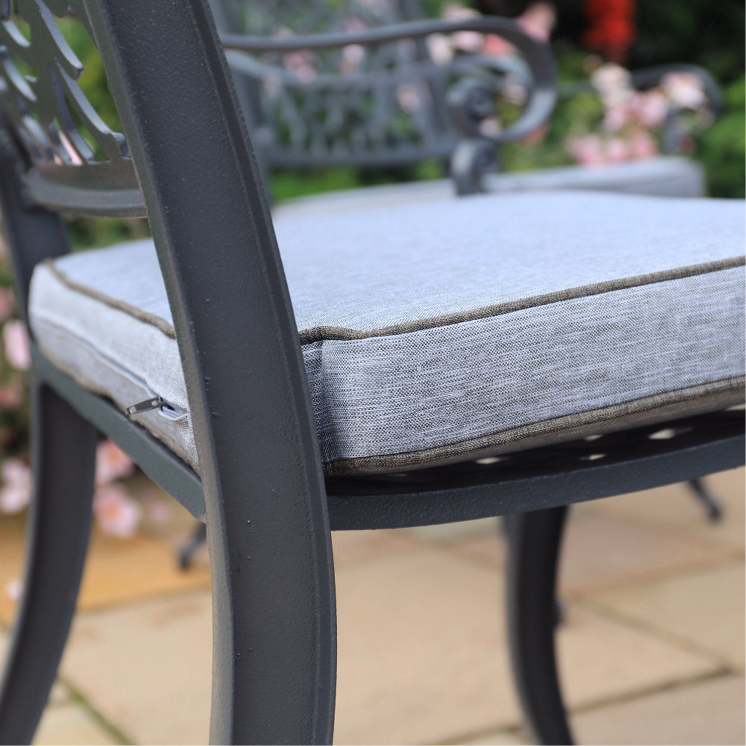 Lyon 6 Seat Set with Round Table & Lazy Susan Grey