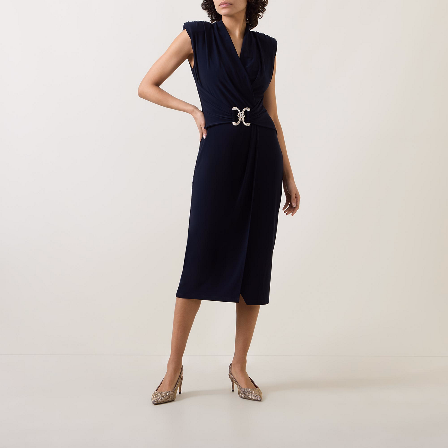 Embellished Wrap-Style Dress