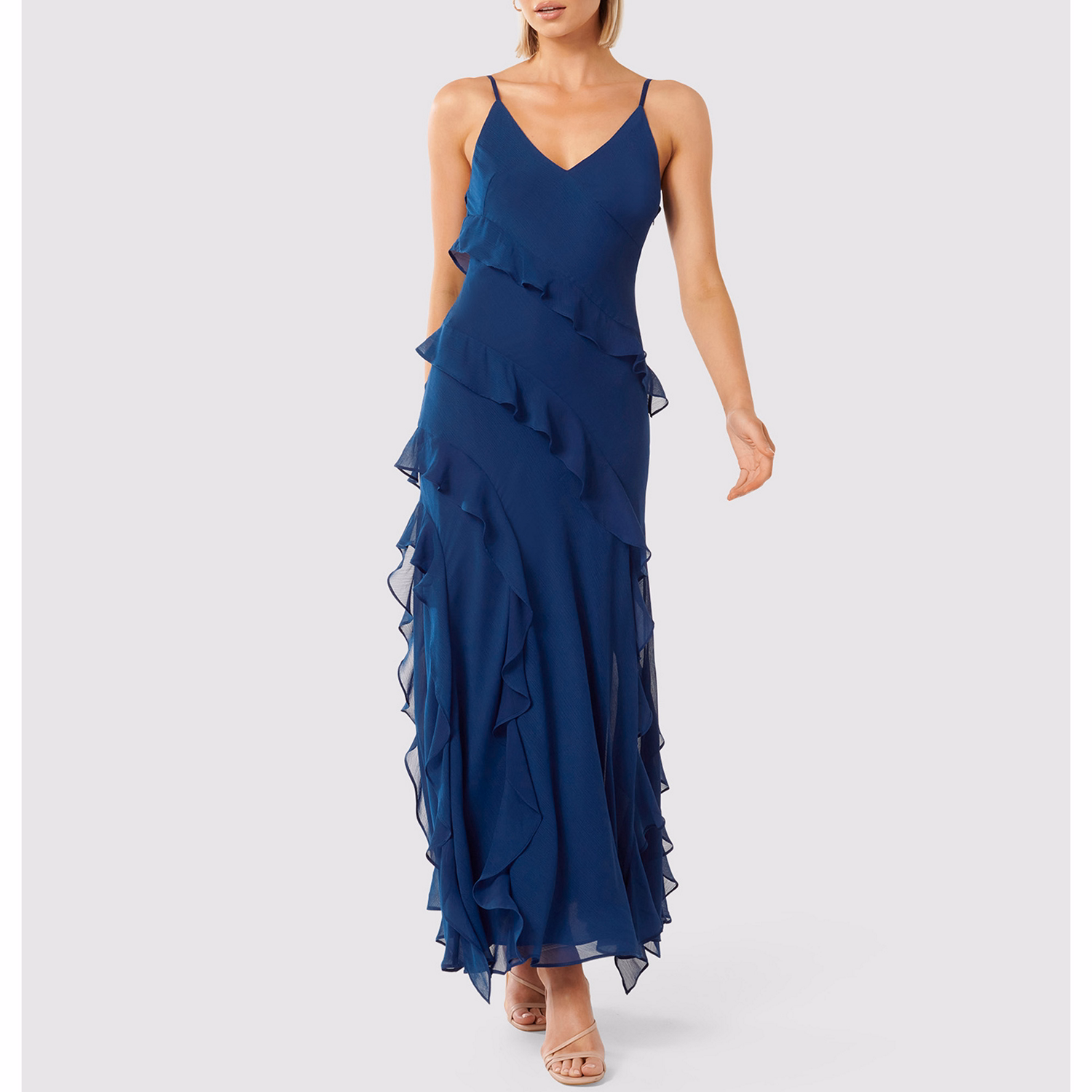 Poppy Asymmetric Ruffle Gown