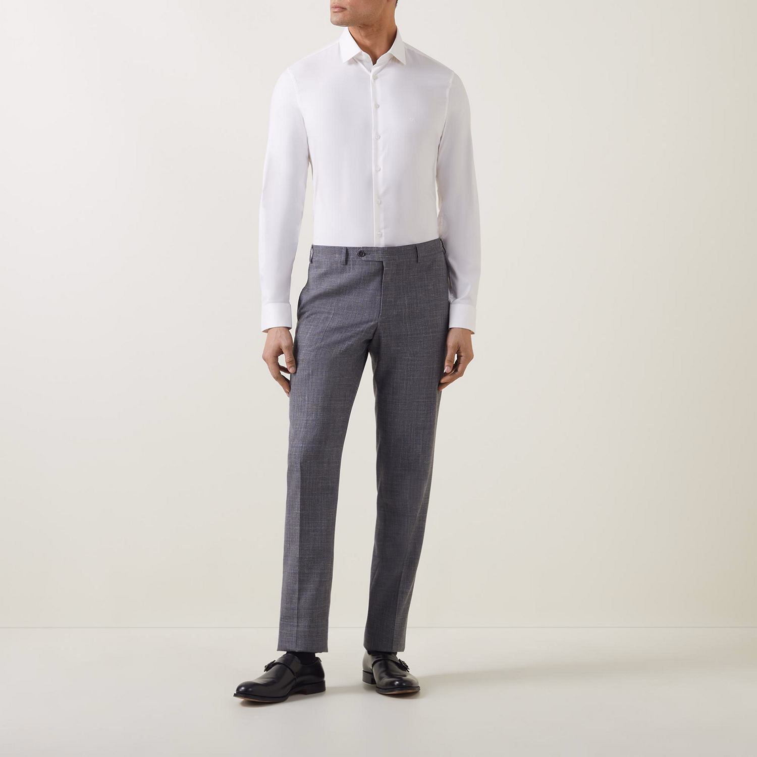 Tonal Structured Single-Cuff Formal Shirt