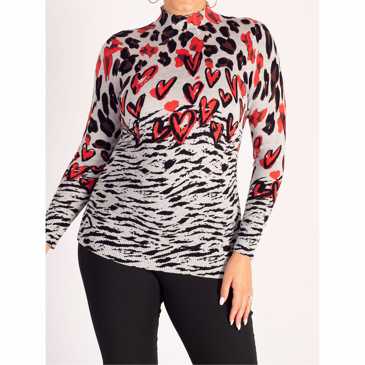 Printed Turtleneck Sweater