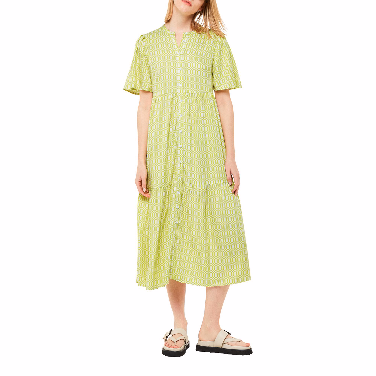 Link Check Trapeze Midi Dress