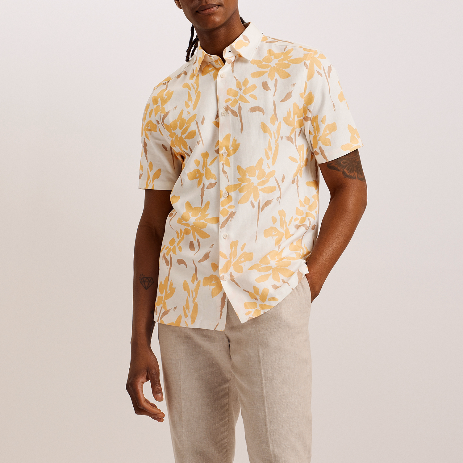 Abstract Floral Short Sleeve Shirt