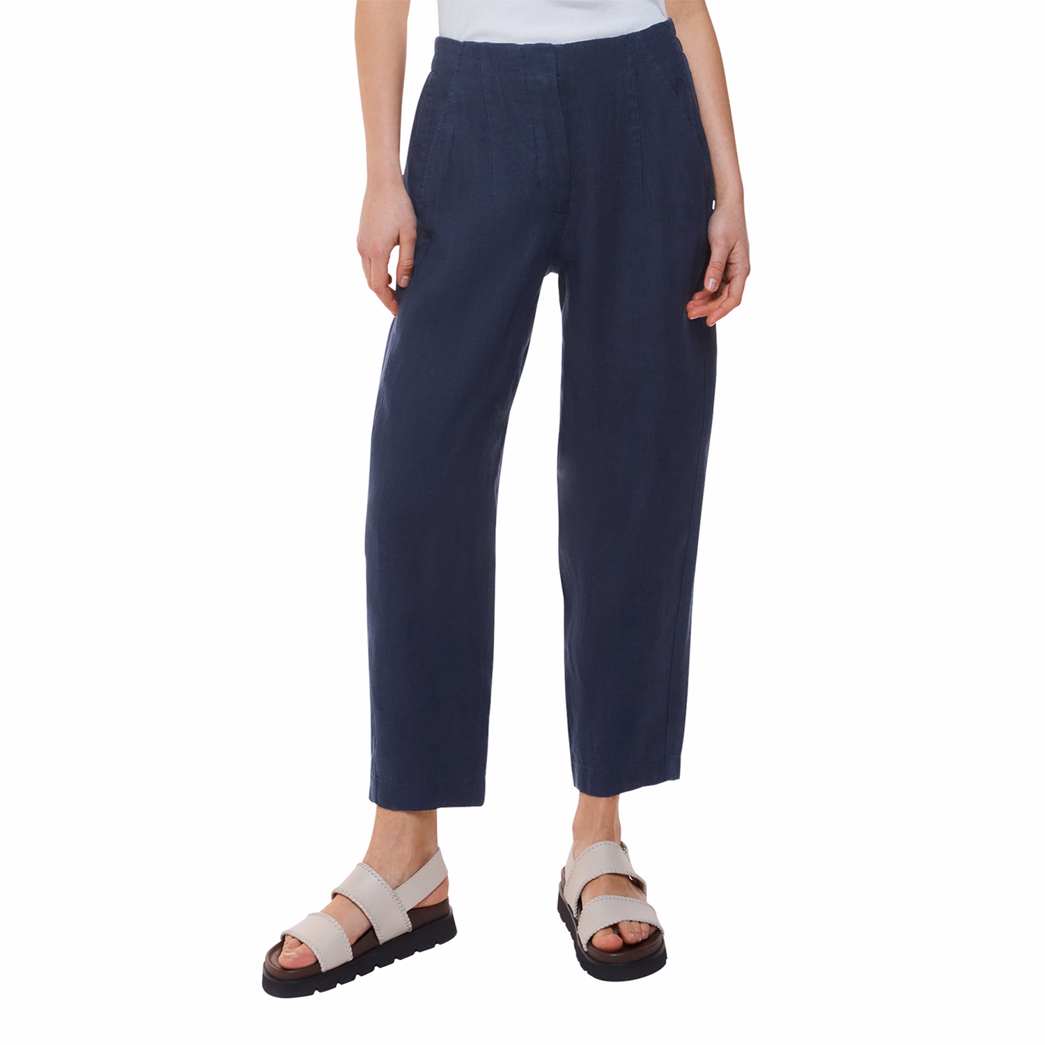 Linen Barrel Leg Trousers