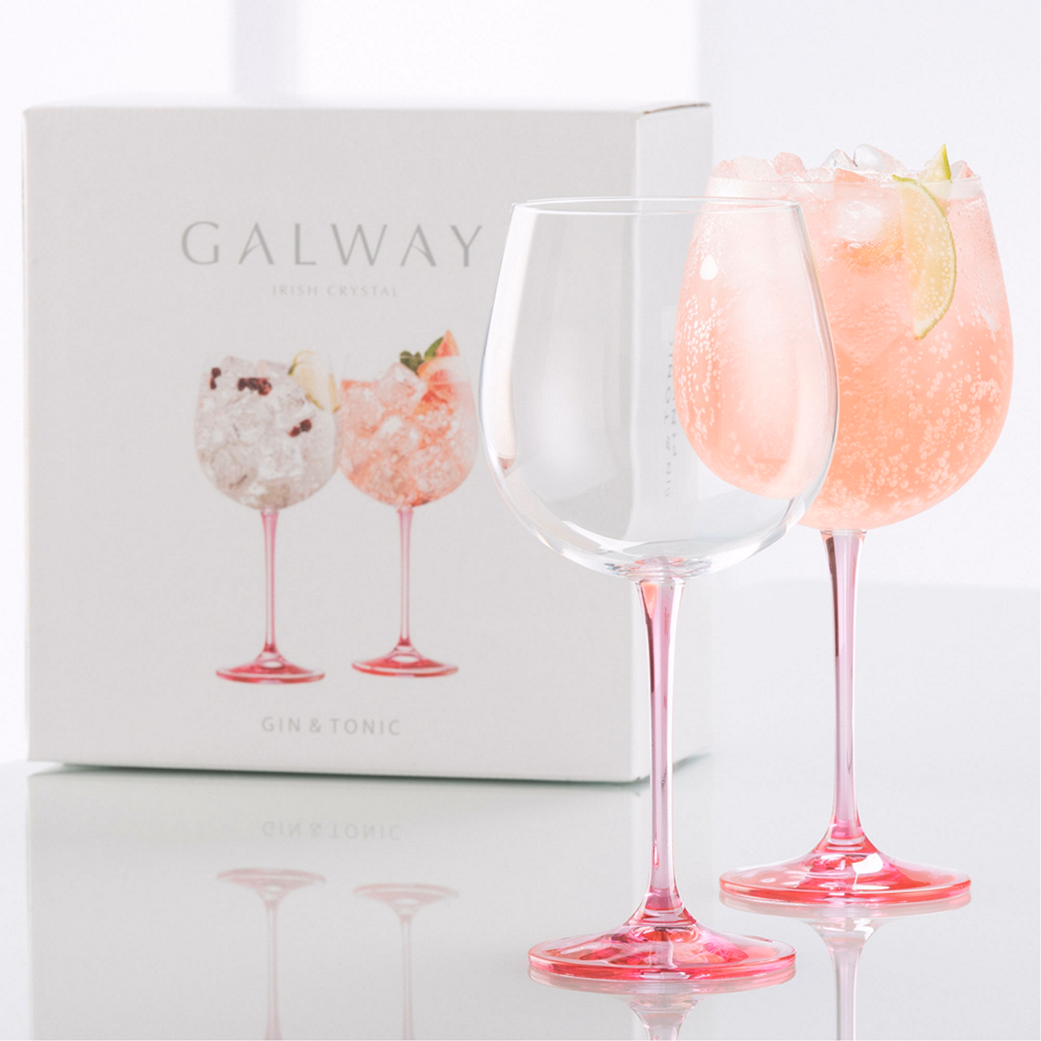 Gin & Tonic Set of Two Glasses - Pink