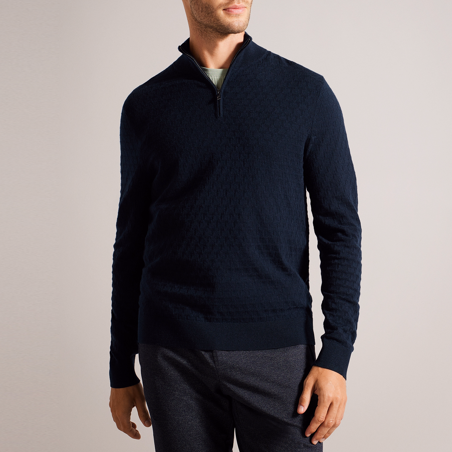Kurnle Stitch Half Zip Sweater