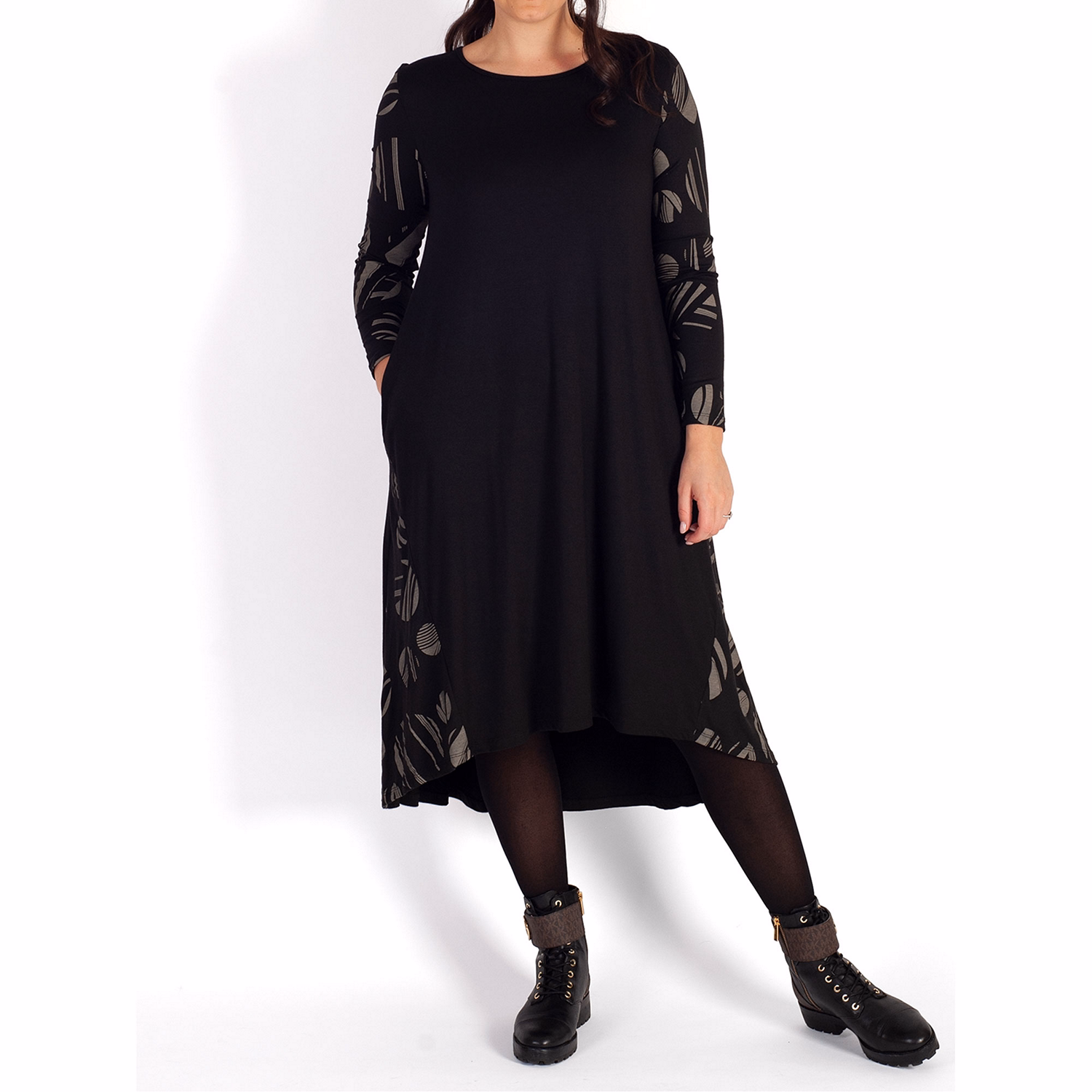 Geometric Circle Printed Jersey Dress