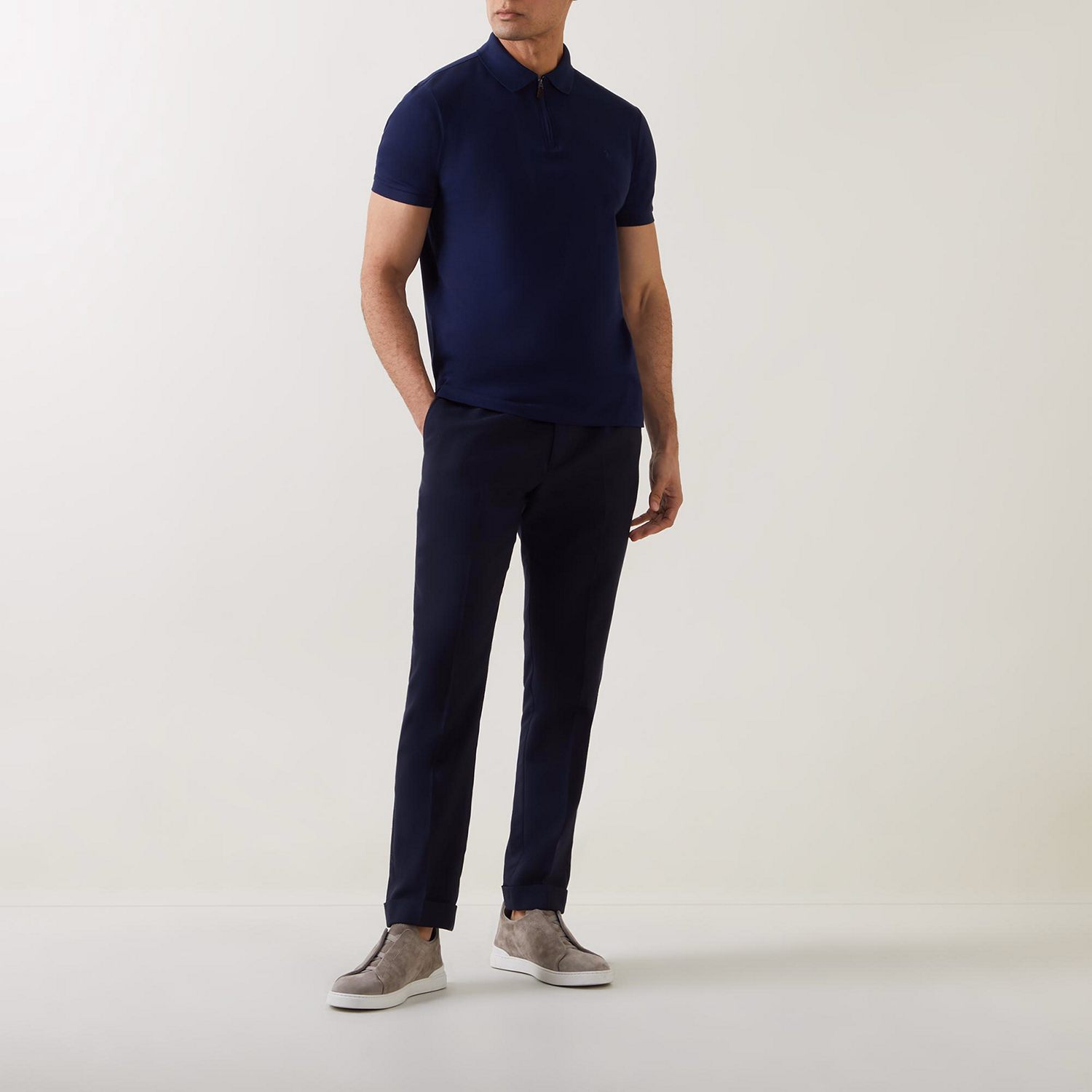 Slim-Fit Quarter-Zip Mesh Polo Shirt