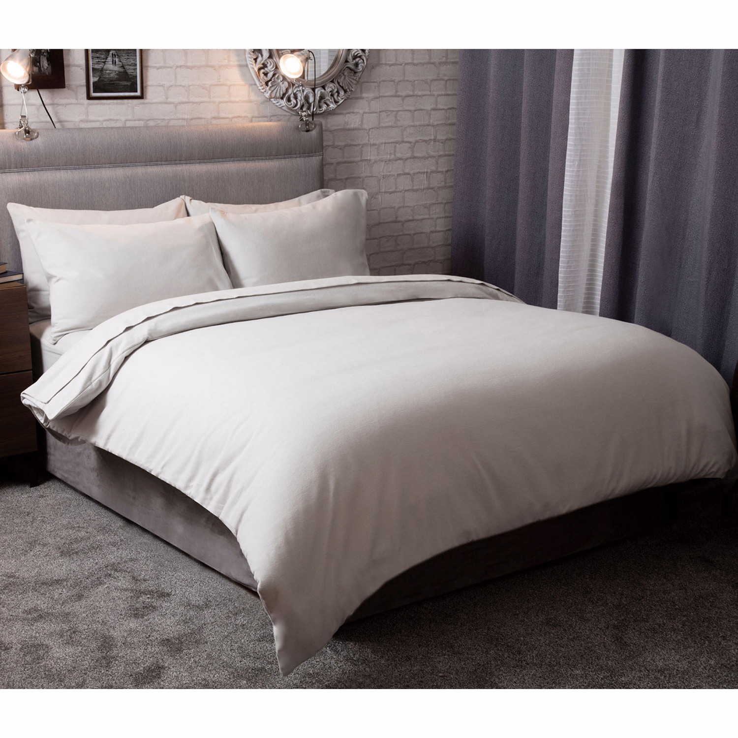 Brushed Cotton Flat Sheet Grey