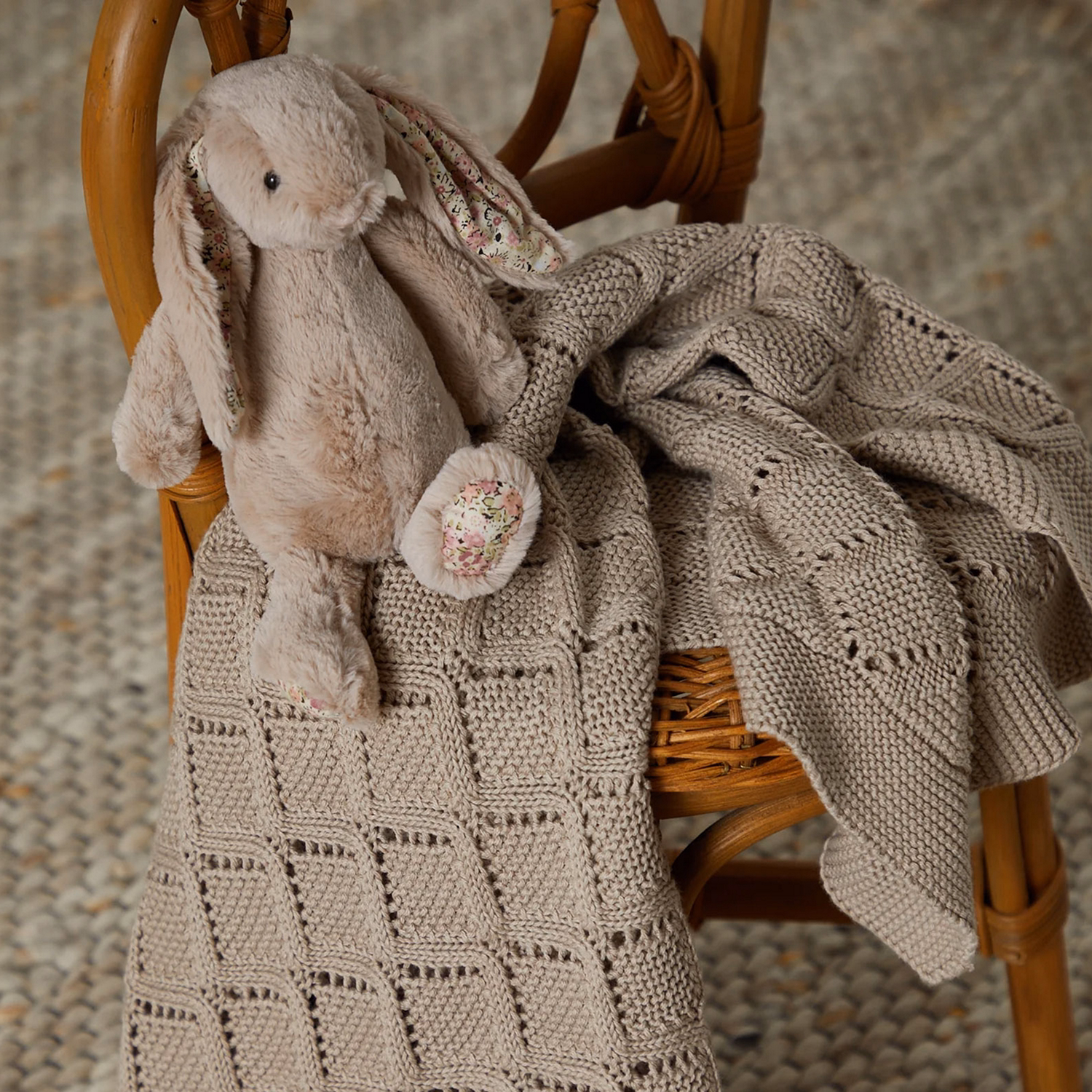 Cellular Cotton Baby Blanket Beige