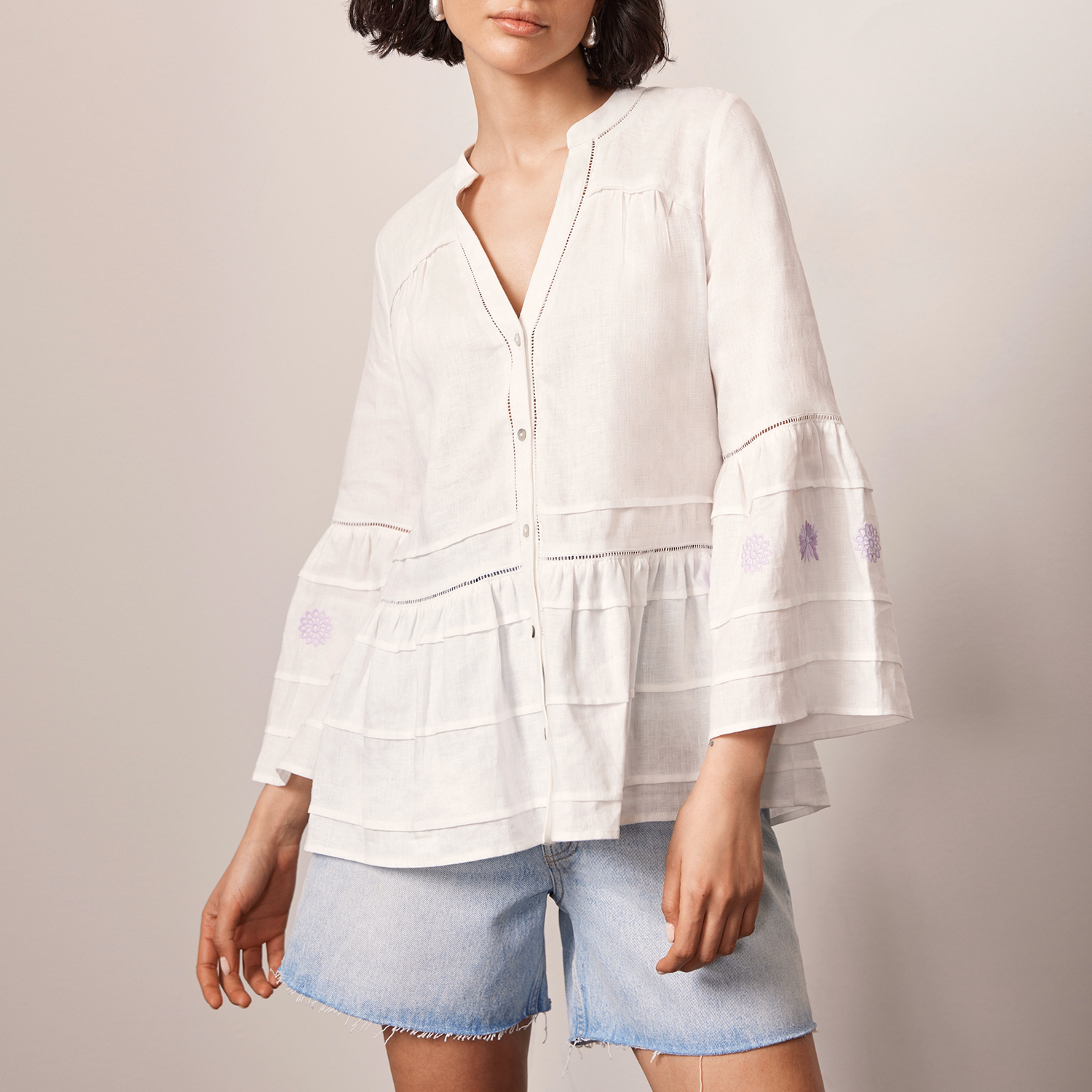 Embroidered Linen Blouse