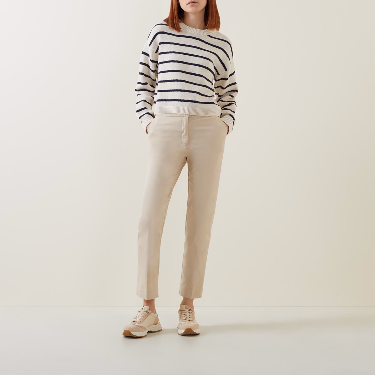 Mid-Rise Slim Leg Trousers