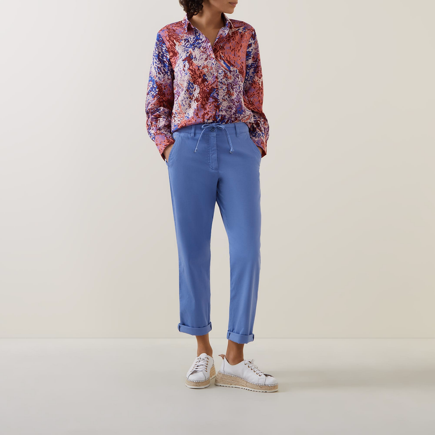 Tie-Fastening Mid-Rise Chinos