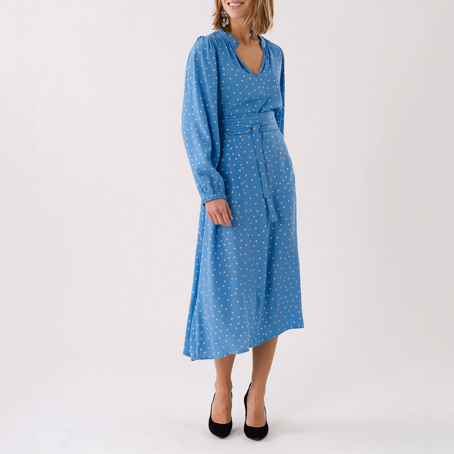 Paris Dotted Belted Dress