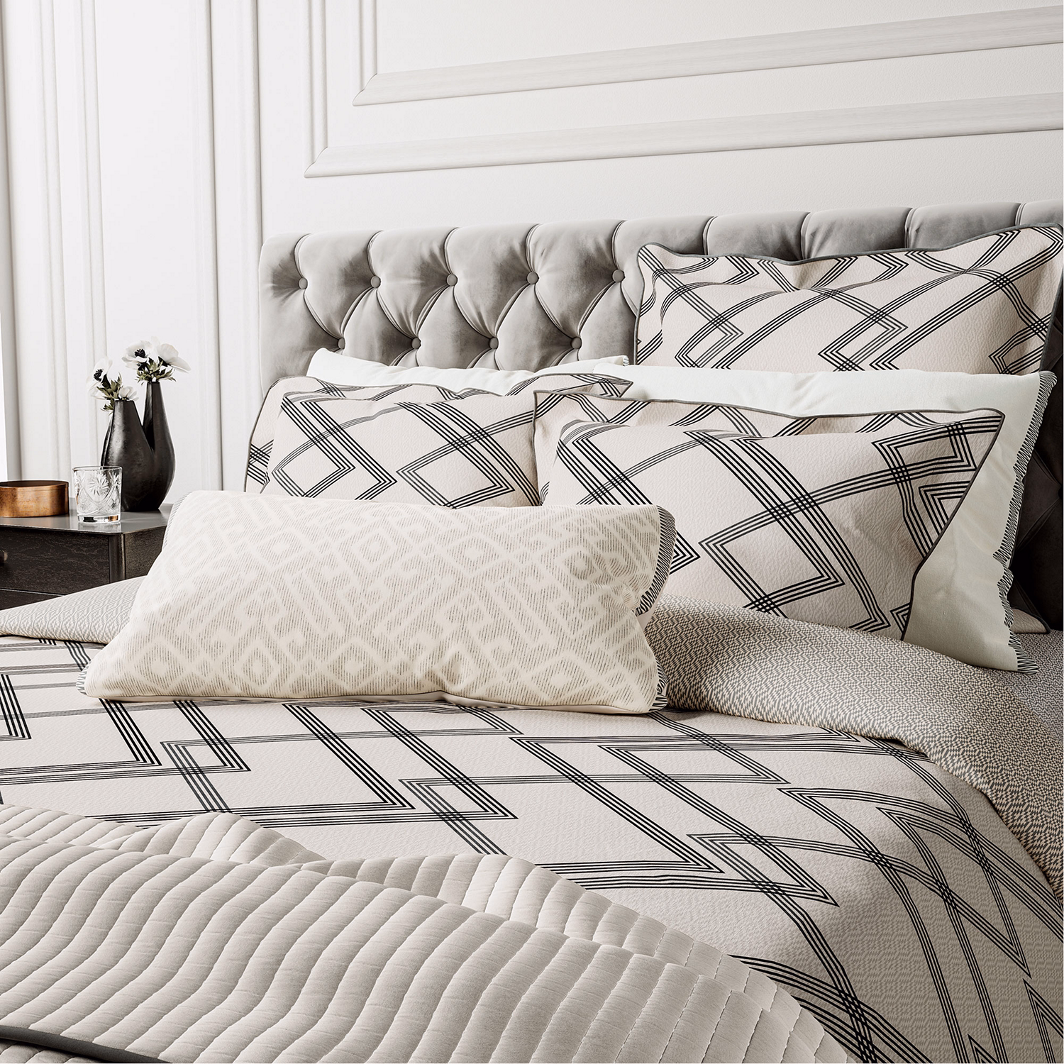 Bedeck Belfast Emani Oxford Pillowcase Charcoal