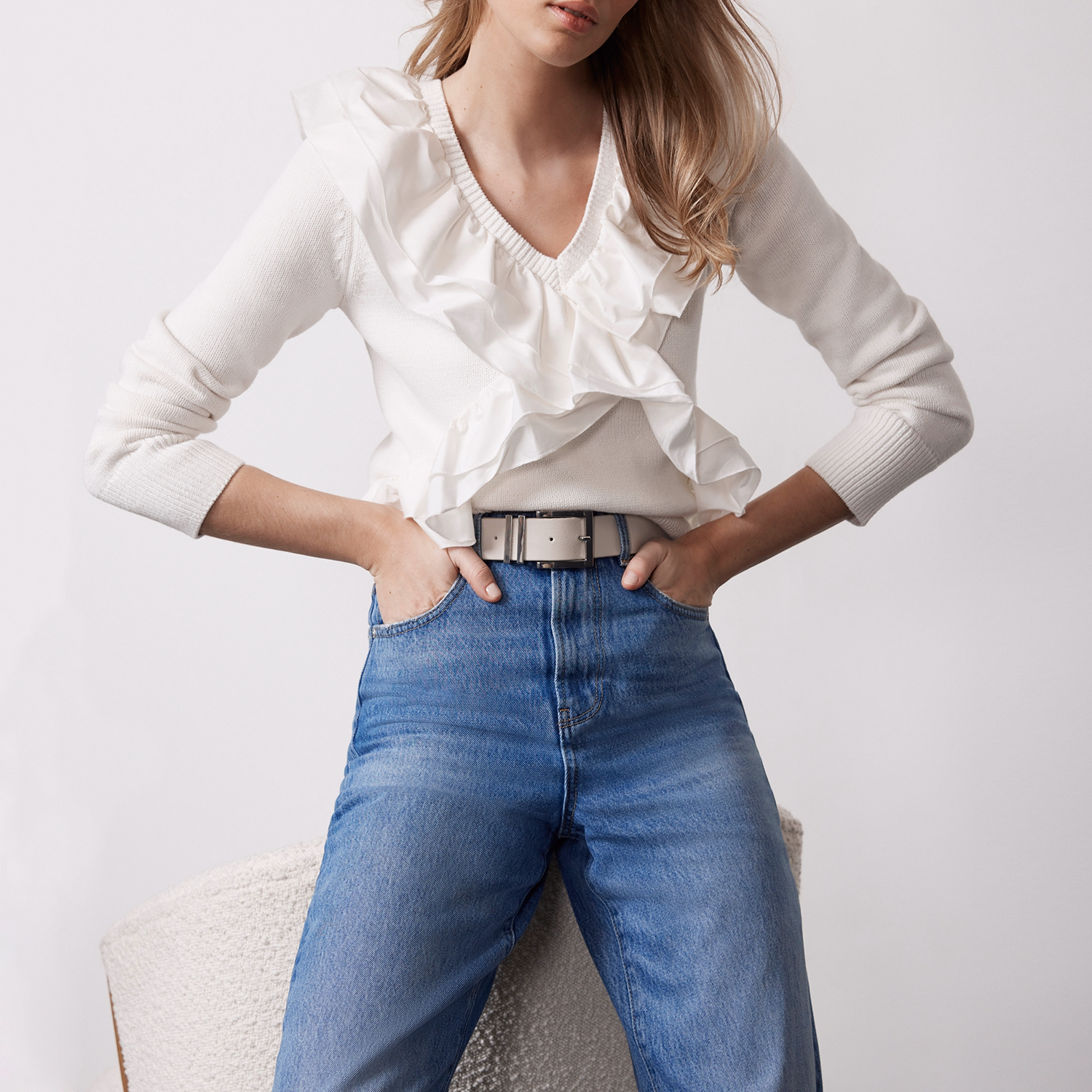 Ruffled Cropped Sweater