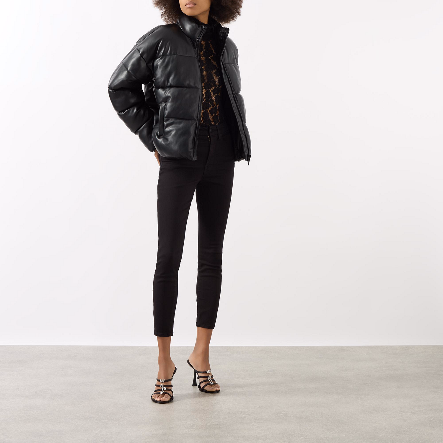 Faux Leather Puffer Jacket