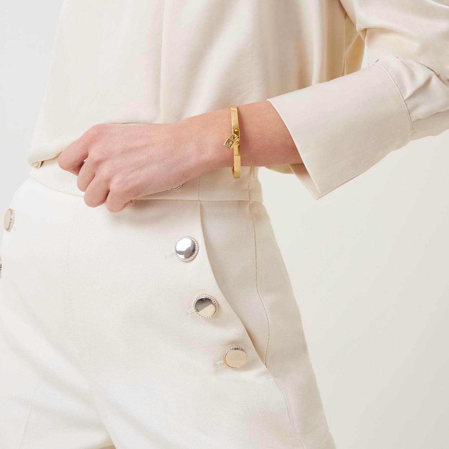 Logo Padlock Charm Bangle