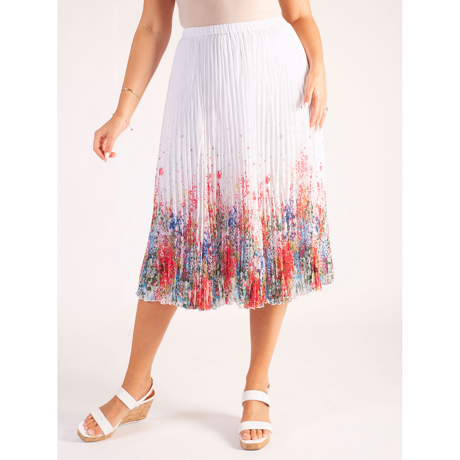 Floral Pleated Skirt