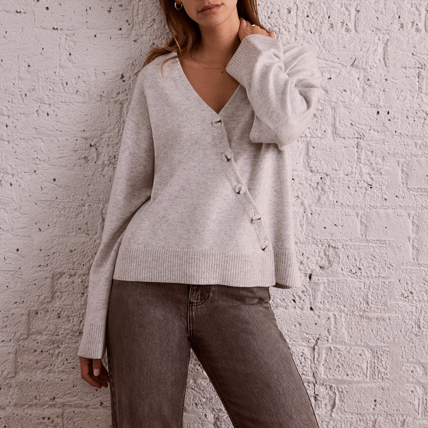 Asymmetric Button Placket Cardigan