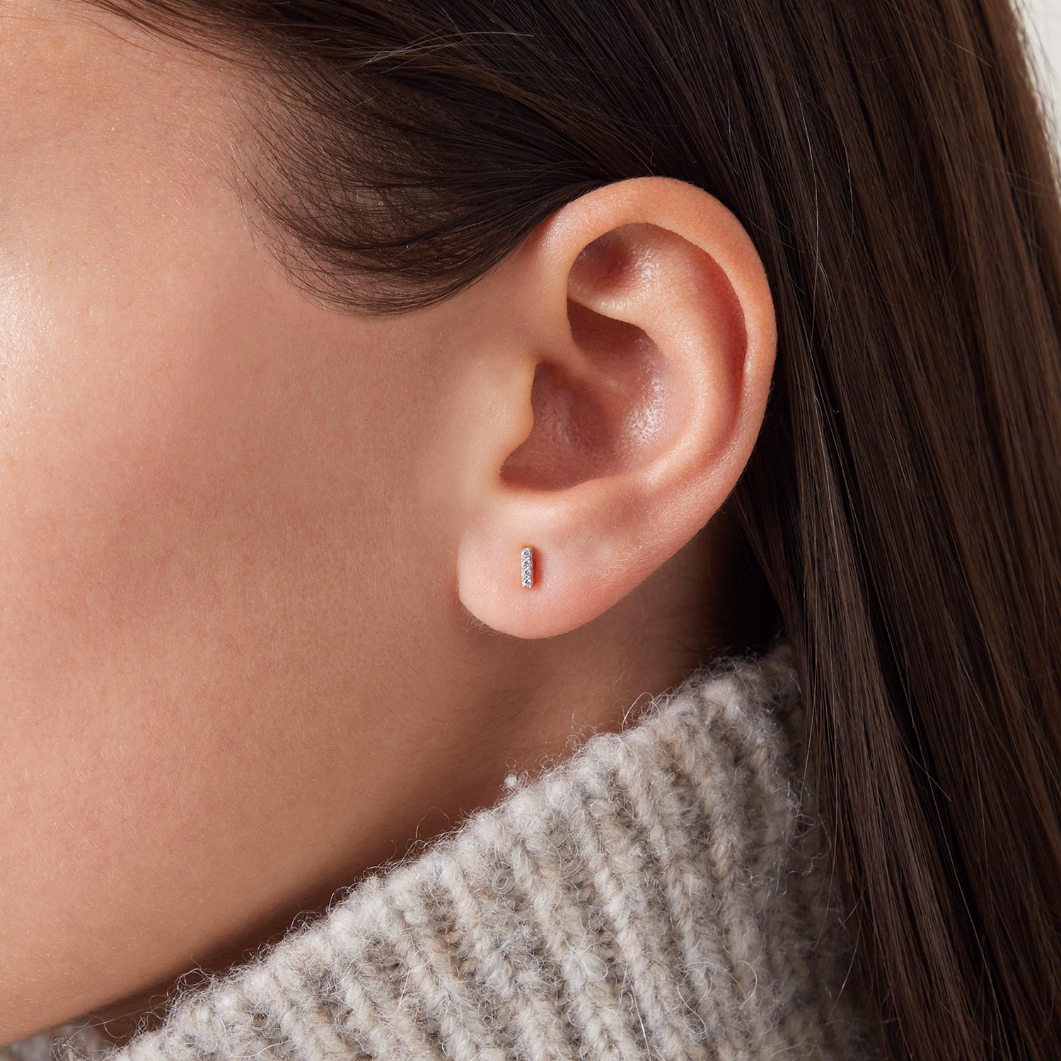 Pavé Gold Plated Initial Stud Earring I