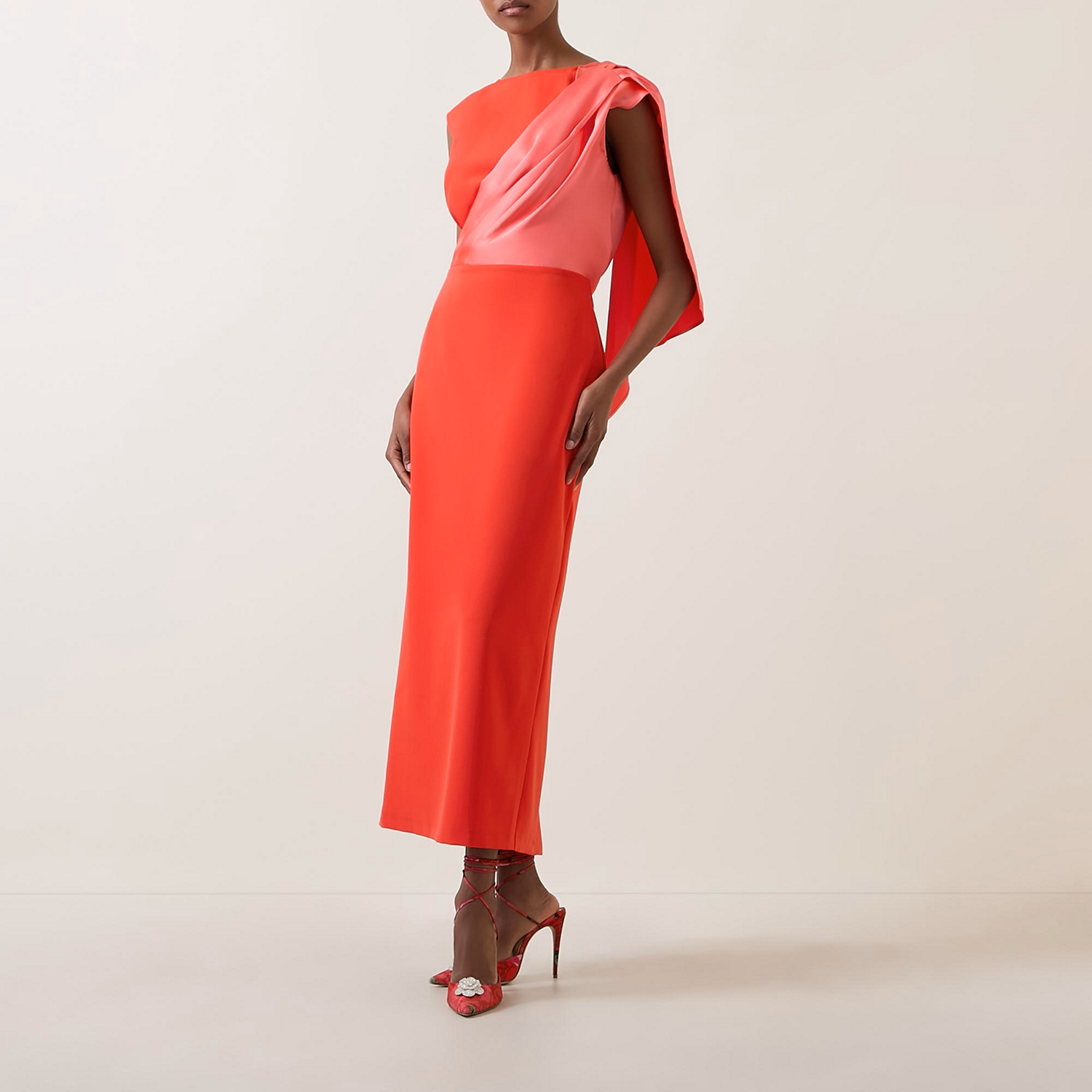 Stephany Drape-Shoulder Dress
