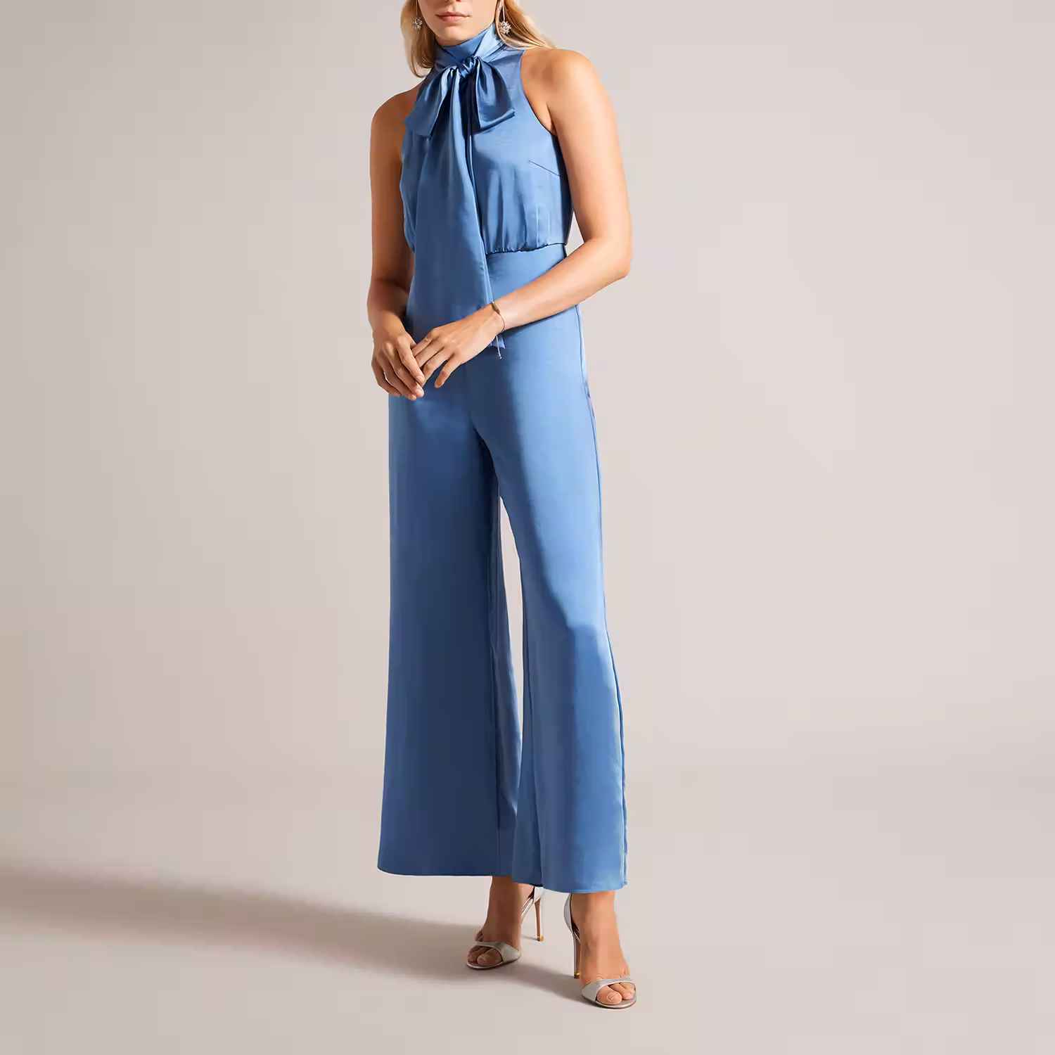 Ambriaa Pussybow Satin Jumpsuit