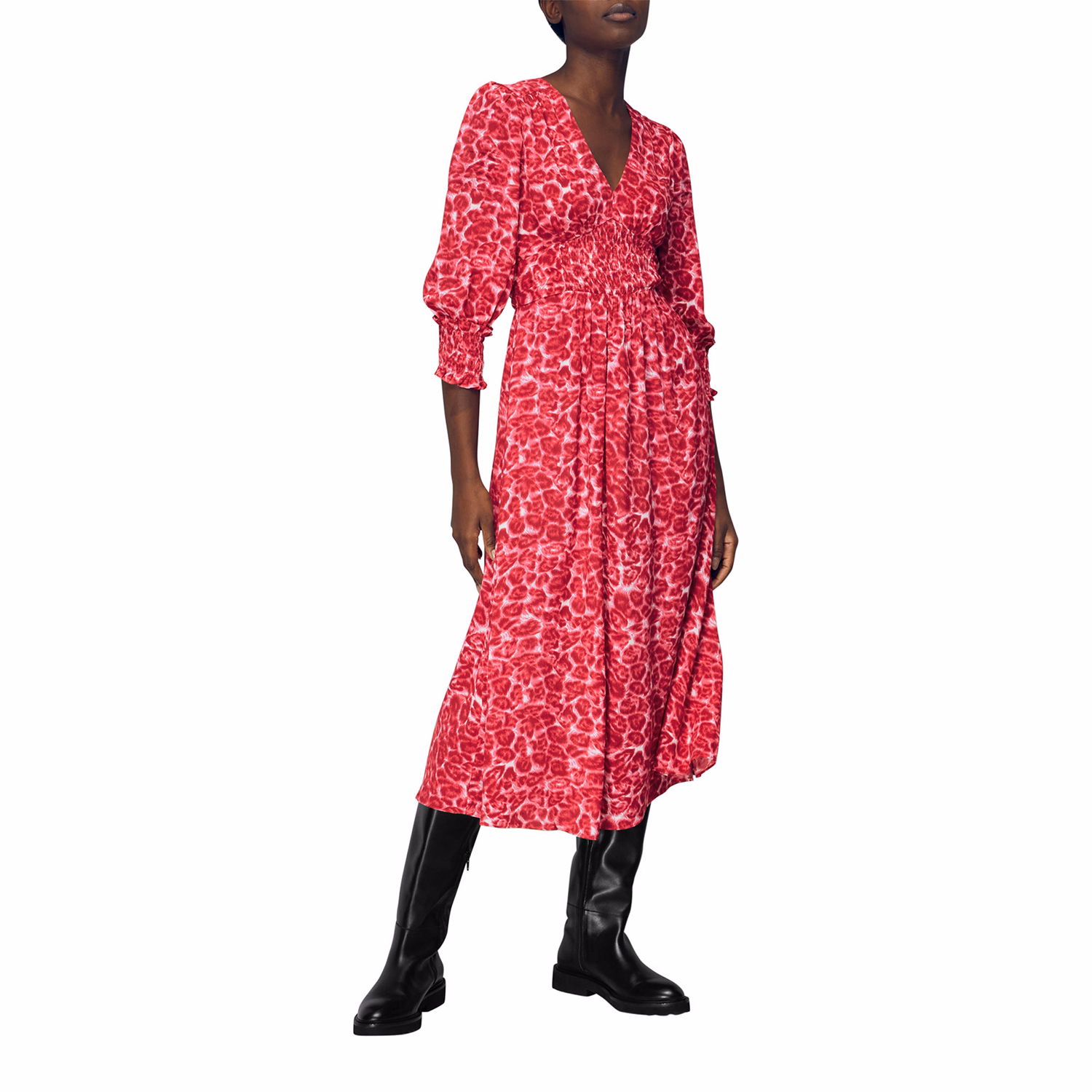 Clouded Leopard Shirred Dress