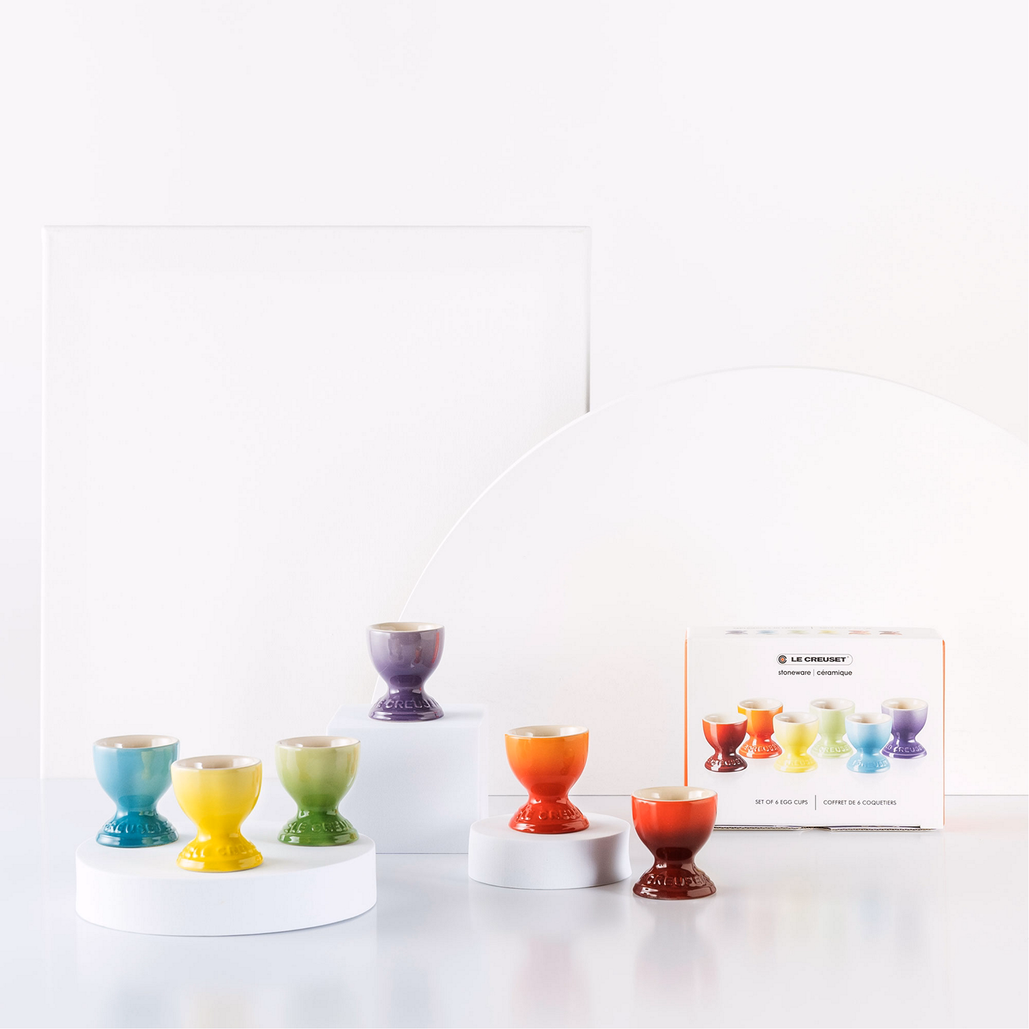 Stoneware Set of Six Rainbow Egg Cups